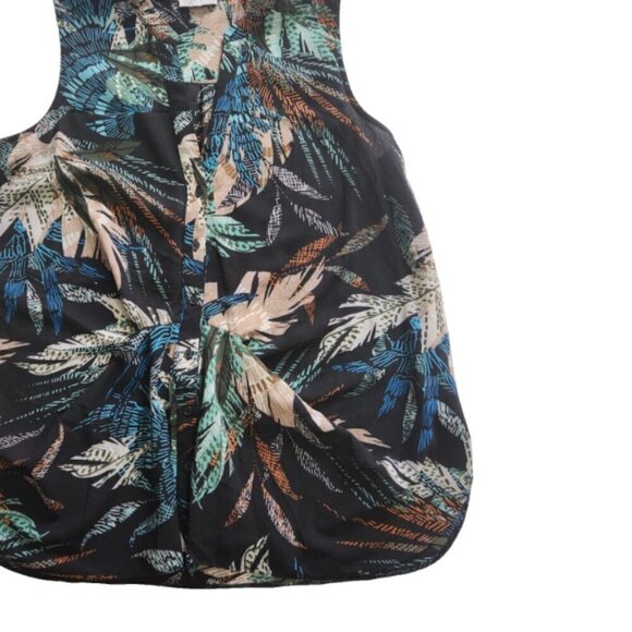 Kenar Sleeveless Shirt Women's XL V-neck Button Up Multicolour Tropical Leaves - Picture 6 of 13